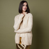 Cosmic Metallic Edge-to-Edge Aran Cardigan Gold