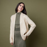 Cosmic Metallic Edge-to-Edge Aran Cardigan Gold