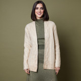 Cosmic Metallic Edge-to-Edge Aran Cardigan Gold