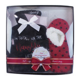 Plush Hot Water Bottle & Cosy Slippers Set - Black