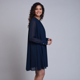 Bethany Long Pleated Dress Navy