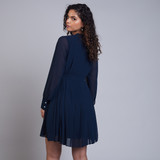 Bethany Long Pleated Dress Navy