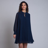 Bethany Long Pleated Dress Navy