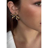 Gold Half Flower Segment Earrings