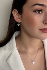 Sparkle Silver Clover French Clip Earring  