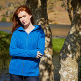 Rachel Aran Short Hoodie Cardigan – Blue