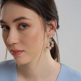 Floral Drop Earrings – Pink & Green
