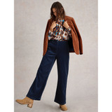 Belle Cord Wide Leg Trousers – Navy