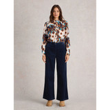 Belle Cord Wide Leg Trousers – Navy