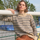 Mix Stripe Stand Neck Jumper – Natural