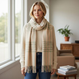Angelica Cosy Scarf – Cream & Sage