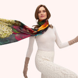 Wool Wrap Scarf – Opulent Florals, Chocolate