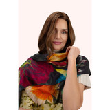 Wool Wrap Scarf – Opulent Florals, Chocolate