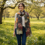Wool Wrap Scarf – Opulent Florals, Chocolate