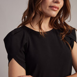 Rose Petal Sleeve Top - Black