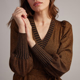 Disco Lurex Knit Long Dress - Brown