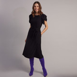 Rose Petal Sleeve Dress - Black