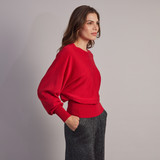 Bardot Wide Neck Knit Jumper - Red