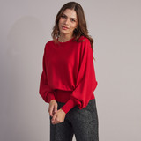 Bardot Wide Neck Knit Jumper - Red