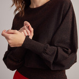 Disco Bardot Wide Neck Knit Jumper - Brown