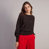 Disco Bardot Wide Neck Knit Jumper - Brown