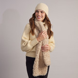 Llama Faux Fur Slit Scarf - Cream Llama Faux Fur Slit Scarf - Cream
