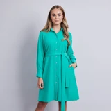 Celine Long Sleeve Shirt Dress - Green
