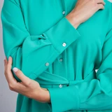 Celine Long Sleeve Shirt Dress - Green