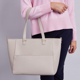 Caroline Tote Bag With Front Pouch - Stone