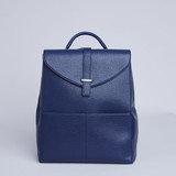Caroline Leather Backpack With Front Pouch - Navy