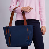 Dokota Nylon Piping Tote - Navy