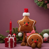 Standing Cookie Star In Santa Hat Brown