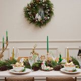 Metal Mistletoe Candleholder Gold Medium