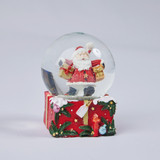 Small Snow Globe Santa on Gift
