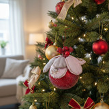 Ornate Ball  with Magnolia Head Red