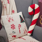 Candy Cane Shaped Cushion Red/Natural 