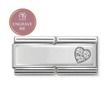 Classic Silver Engravable Heart Double Charm