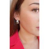 Rhodium Half Hoop Stone-Set Earrings