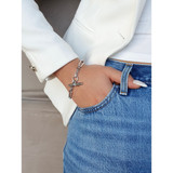 Rhodium Plated Chunky T-Bar Bracelet