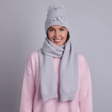 Dawn Hat & Scarf Set With Embellishment (Grey) - With Gift Box