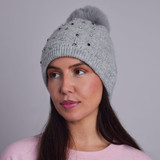 Dolly Diamante Hat & Glove Gift Set (Grey) - With Gift Box