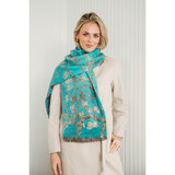 Classic Scarf With Gift Box – Turquoise Blossoms
