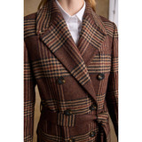 Clodagh Tweed Wool Coat Tobacco Check 