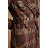 Clodagh Tweed Wool Coat Tobacco Check 