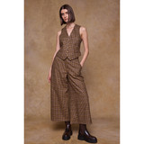 Enya Tweed Culottes Blue Driftwood Check 