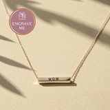 Yellow Gold-Plated Sterling Silver Engravable Bar Necklace (3cm)