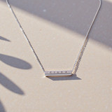 Rhodium-Plated Sterling Silver Engravable Bar Necklace (3cm)