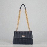 Harbor Quilted Flapover Bag – Black