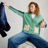 Mary Colourblock Cardi - Teal Multi