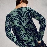 Olive Print Crew Neck Jumper - Blue Print